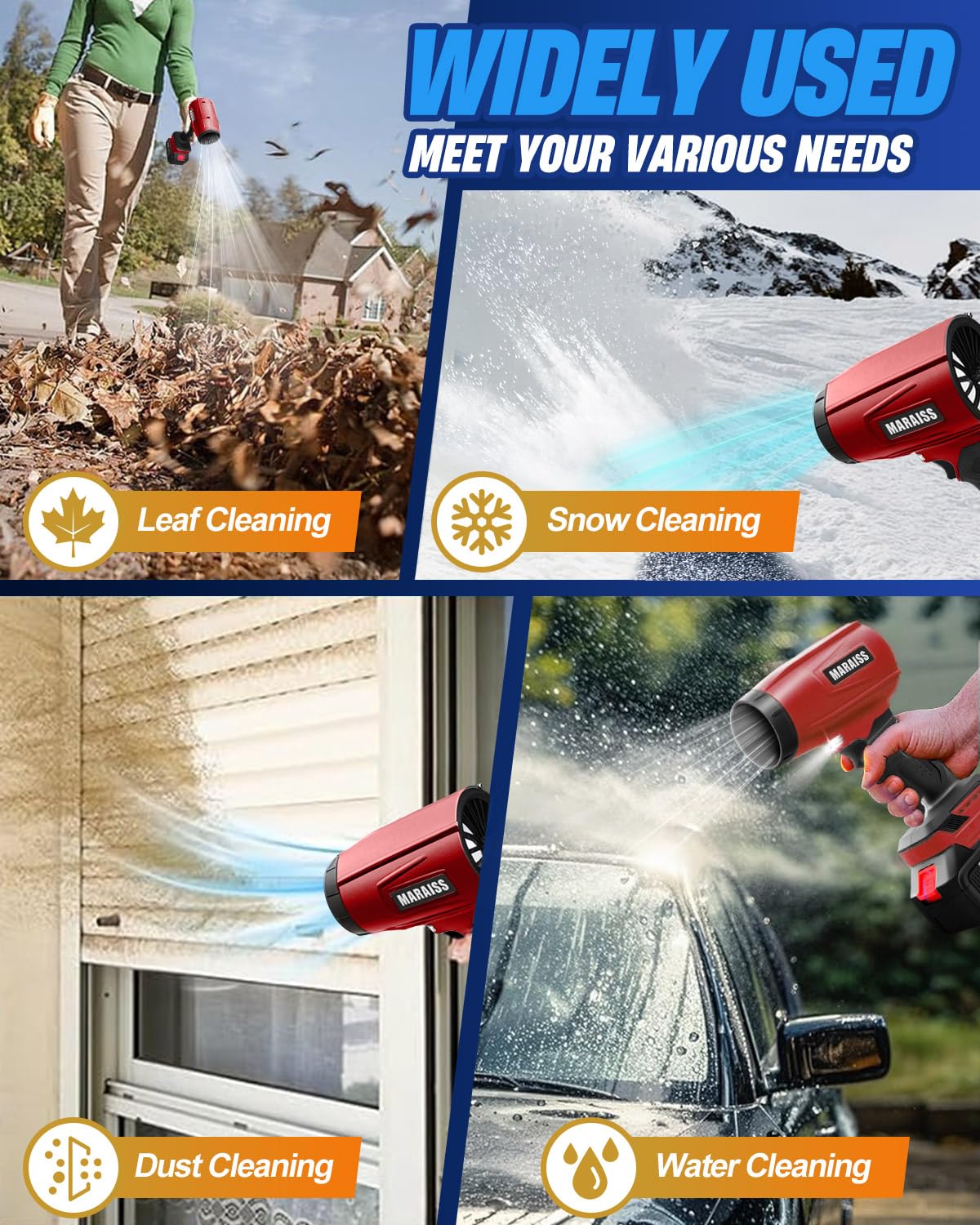 Cordless Leaf Blower, 2 x 4.0Ah Batteries