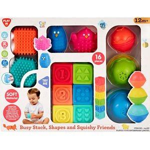 PlayGo 16-Piece Busy Stack, Shapes & Squishy Friends