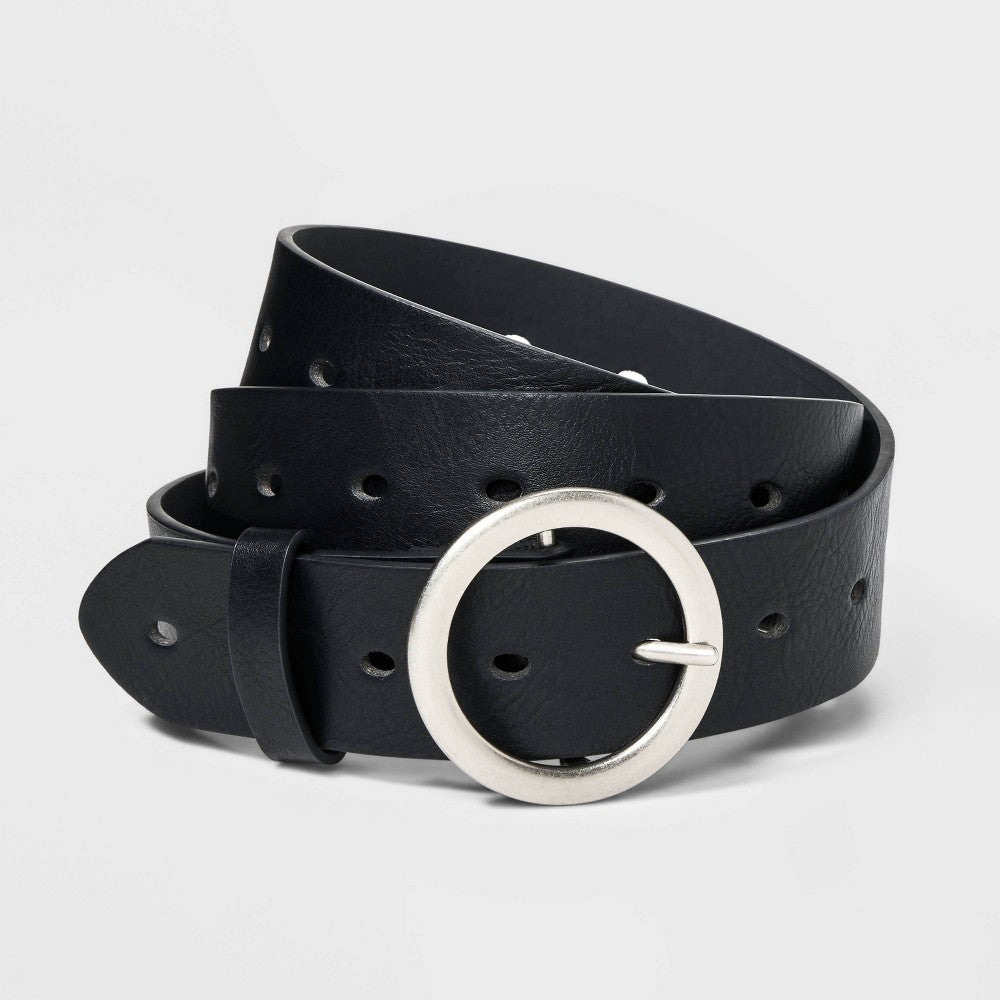 Women's Leather Belt - Ava & Viv  Black 1X: Adjustable Strap, Medium Style, Solid Pattern