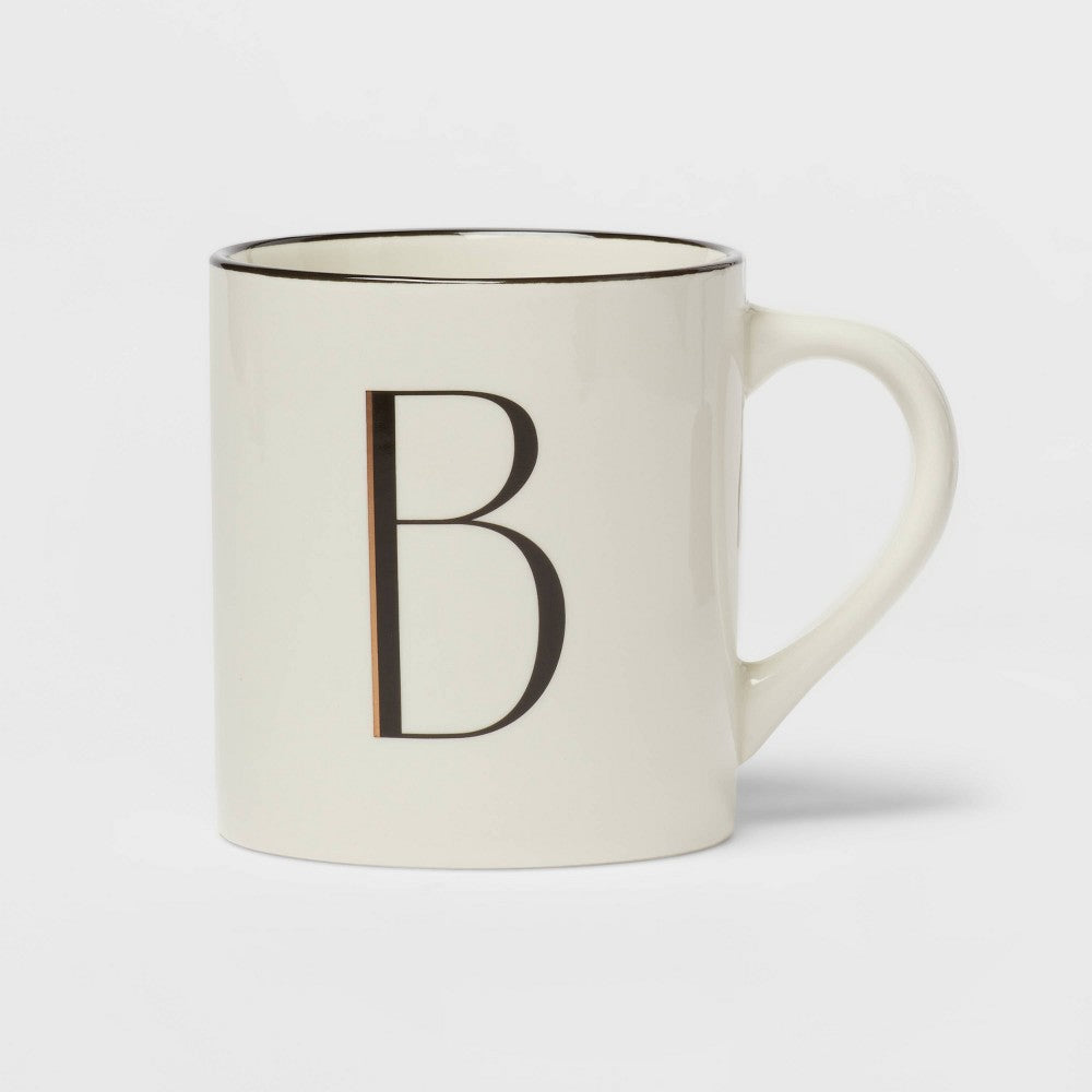 16oz Stoneware Monogram B Mug Ivory - Threshold