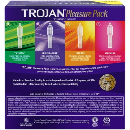 TROJAN Pleasure Pack Assorted Condoms, Lubricated Condoms Value Pack, 36 Count *Damaged Packaging* *Exp 2028/02/01*