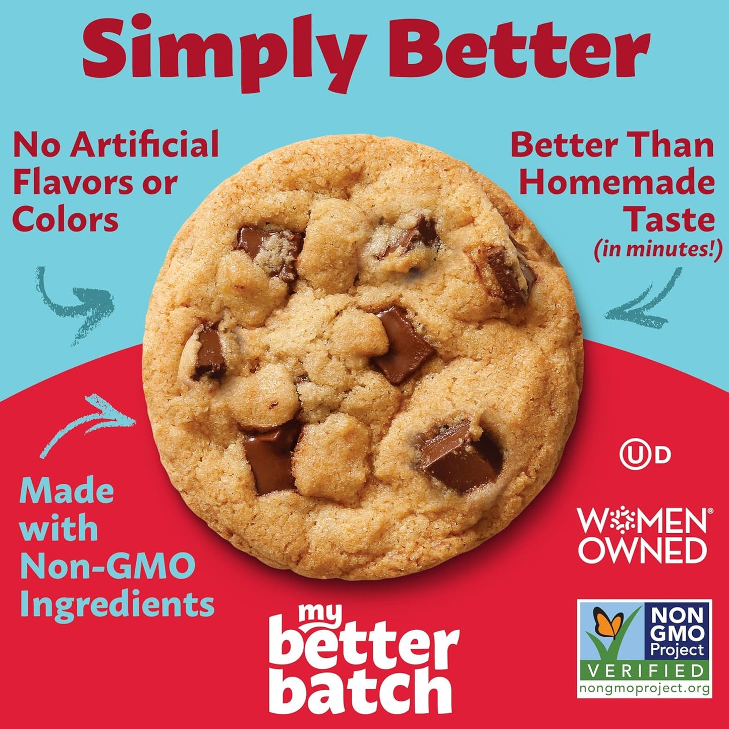 My Better Batch, Chocolate Chip Cookie Mix, Simple Cookie Recipe, Chocolate Chunk Cookies, Makes 16 Large Cookies, Non GMO, Kosher, 16oz (Pack of 1) *Exo 9/26/25*