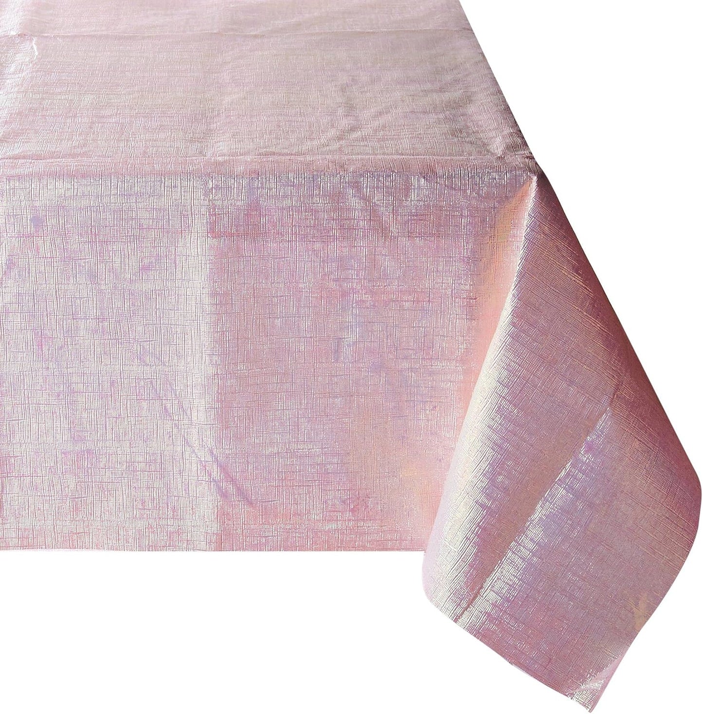 Dazzler Rectangular Pink Opalescent Disposable Tablecover - 54 x 102 (1 Pc.) - Premium Easy Clean-Up Plastic Tablecloth - Perfect for Parties & Events