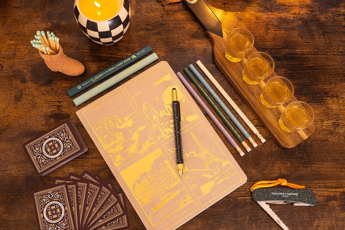 DesignWorks Ink Workplace Shenanigans Engraved Pencil Set Includes 6 Wooden Graphite Pencils with 2 Carpenter Pencils & 4 No. 2 Pencils with Erasers in a Boxed Set *Damaged Package*