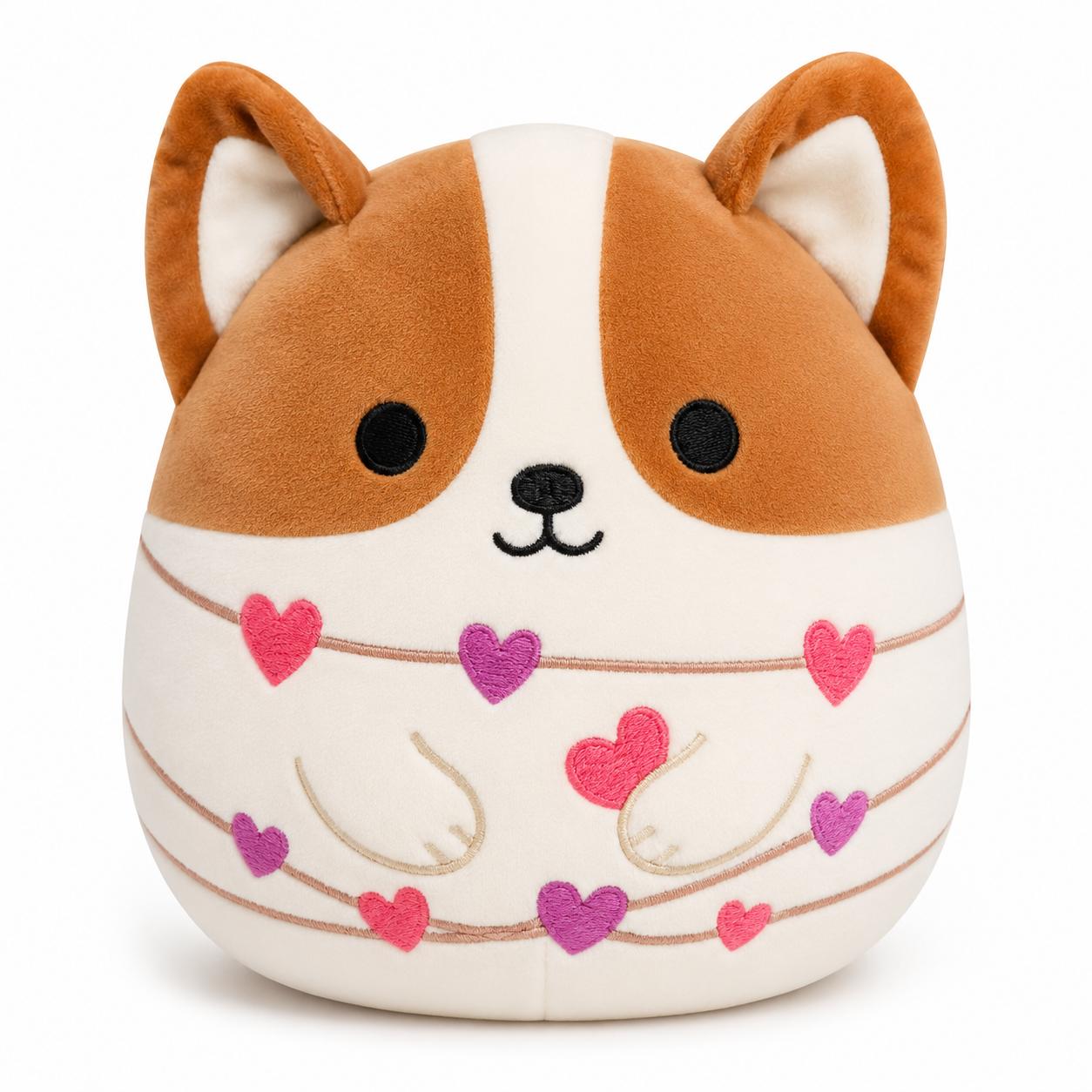 Squishmallows Original 8 Inch Reginald The Corgi With Hearts Valentine