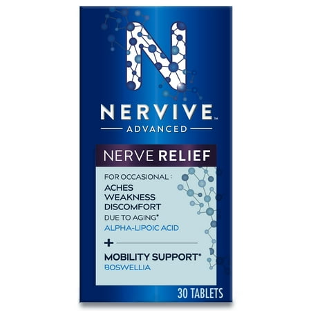 Nervive Advanced Nerve Pain + Mobility, Aches and Pains, Weakness, Discomfort, 30 Tablets *Damaged Packaging* *Exp 10/2025* *May Be Missing Box*