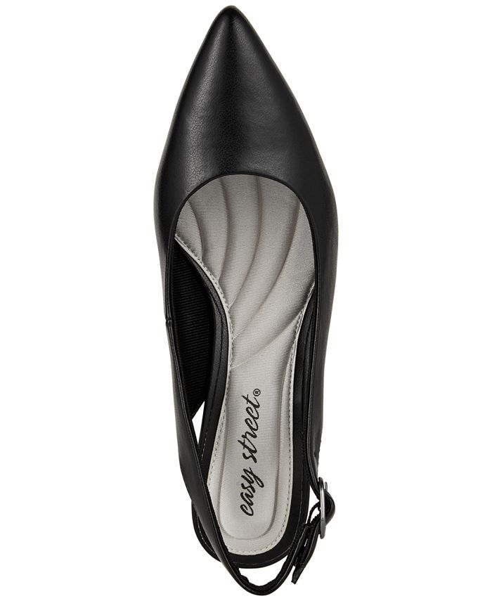 Women's 6.5M Easy Street Faye Slingback Kitten-Heel Pumps - Black