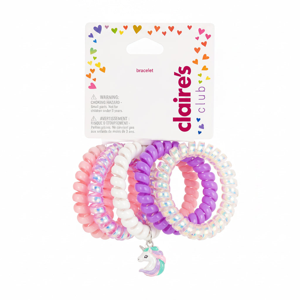 Claire's Club Unicorn Spiral Coil Bracelets Hair Ties