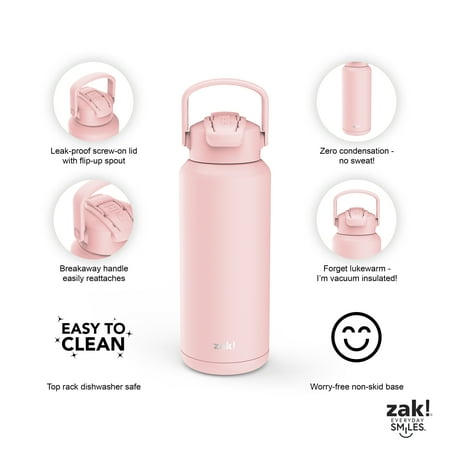 Zak! Everyday Smiles Leak-proof Straw Bottle 32 oz - Pink/Salmon *Missing Label* *Minor Cosmetic Damage*