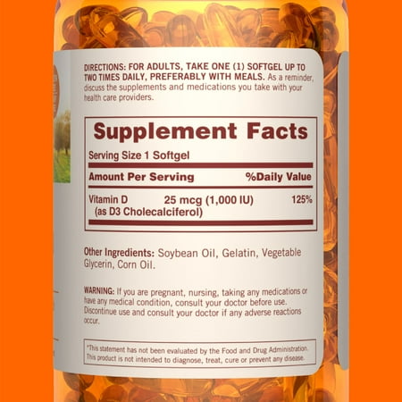 Sundown Vitamin D3 1000 IU, Supports Bone, Teeth, and Immune Health, 400 ct *Exp 03/26*