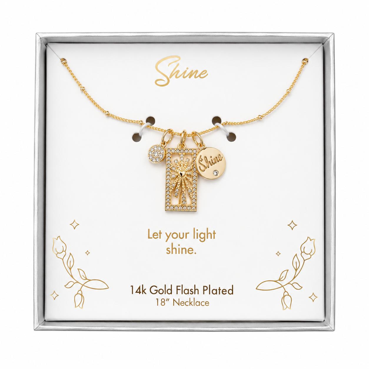 LA Rocks Shine 14k Gold Flash Plated 18" Necklace