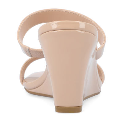 Women's 12 - Journee Collection Clover Wedge Sandals - Nude *Damaged Box Missing Lid*
