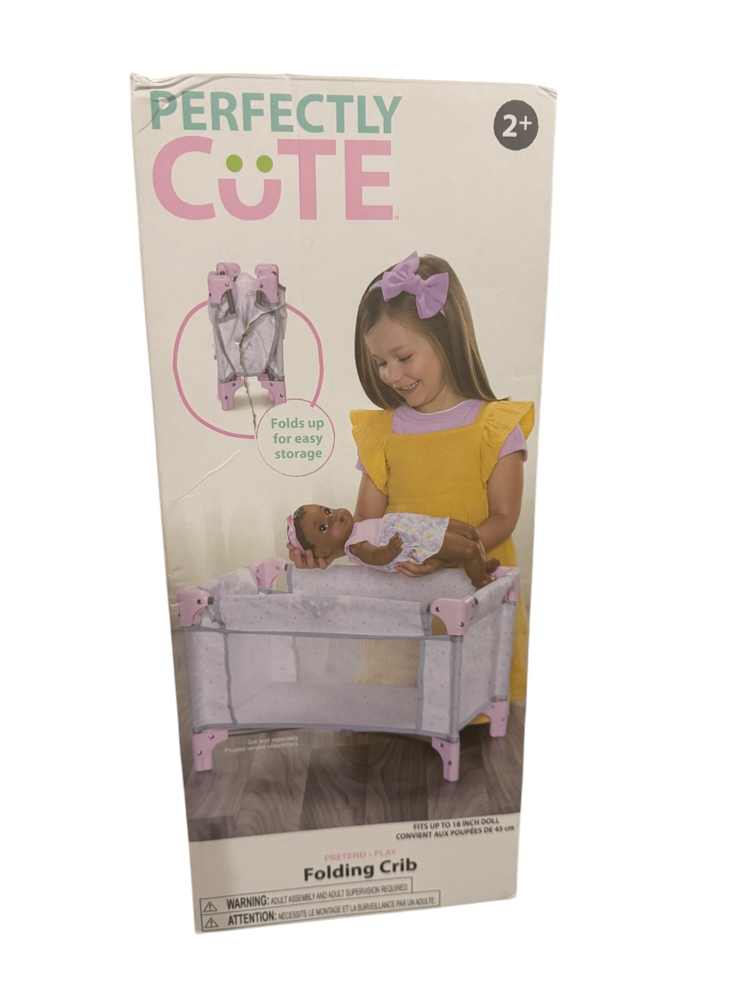 Perfectly Cute Star Print Folding Crib for Baby Doll