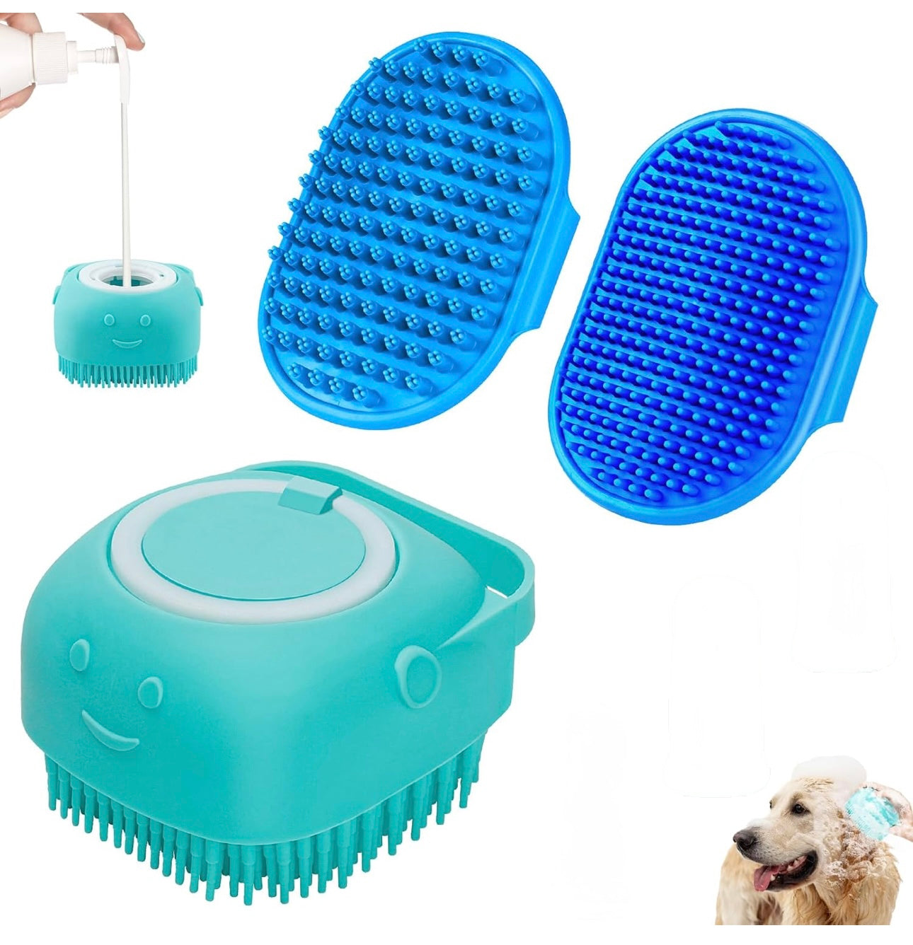 3PCS Dog Grooming Brush Set | Pet Bath Set **Brush Colors May Vary **