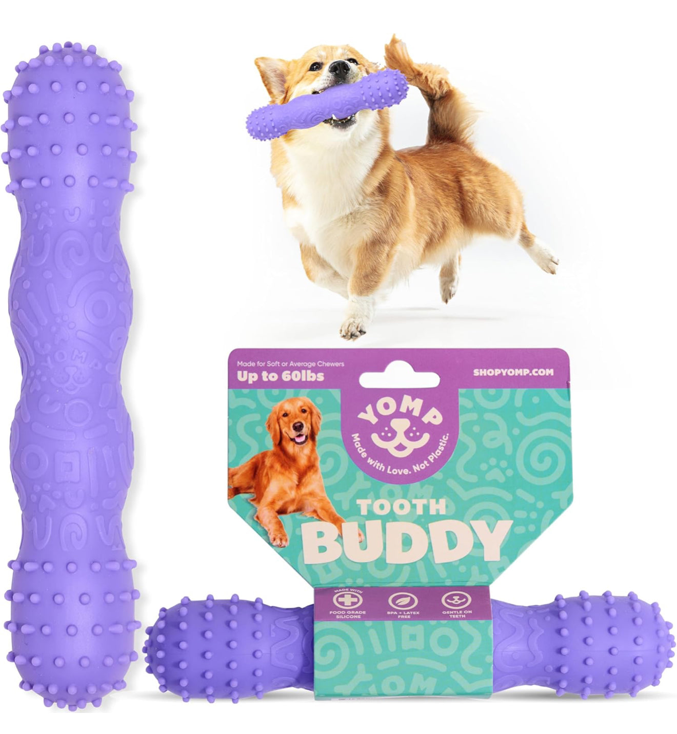 Yomp ToothBuddy Dog Toy – Gentle Silicone Teether for Soft to Medium Chewers