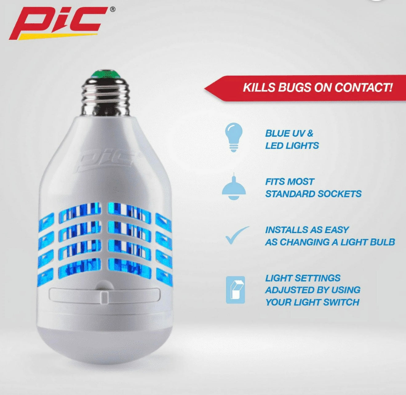 PIC Insect Killer – Dual Purpose Bug Zapper & LED Light Bulb (E26 Socket)