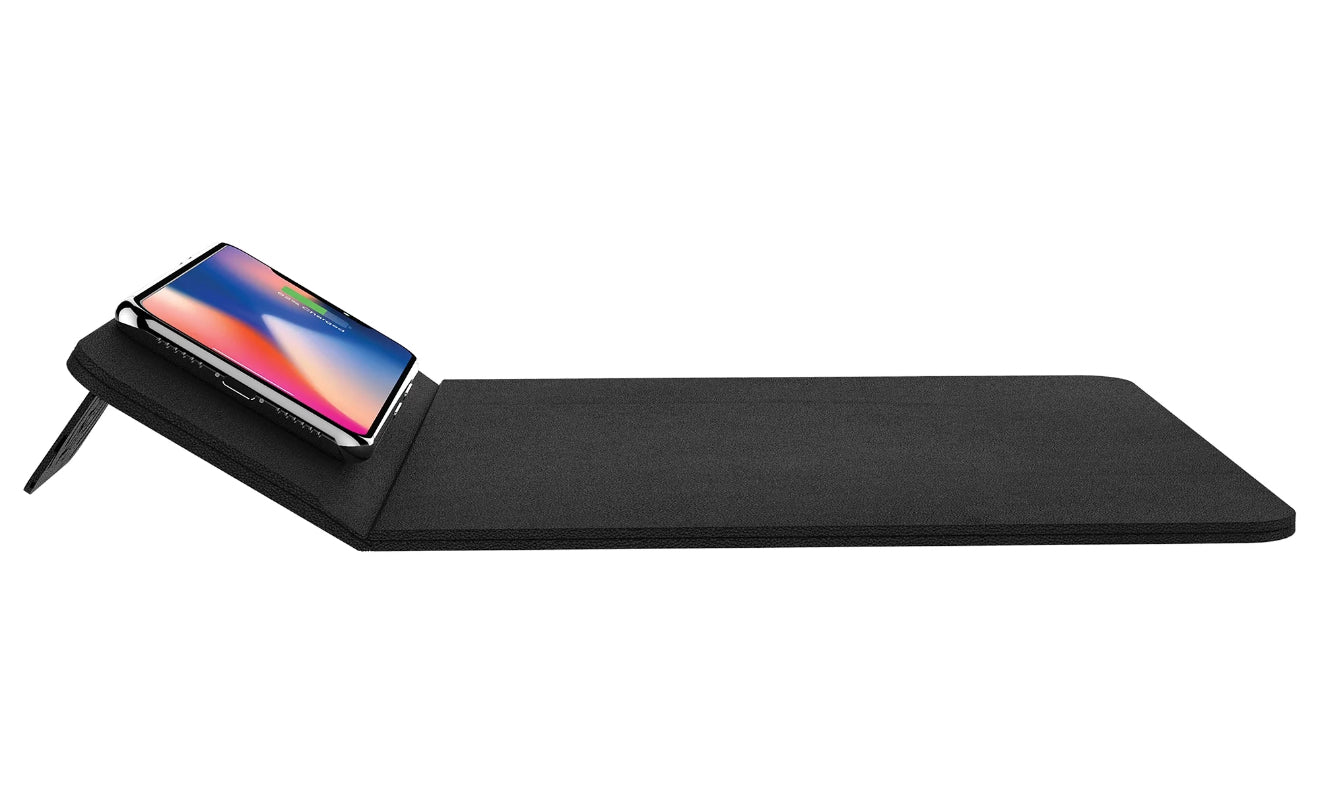 Tzumi Wireless Charging Mouse Pad with Built-In Qi Charger & Phone Stand – Black
