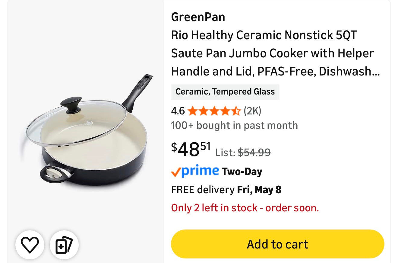 CASE OF 2 Green Pan 5.1 Qt.