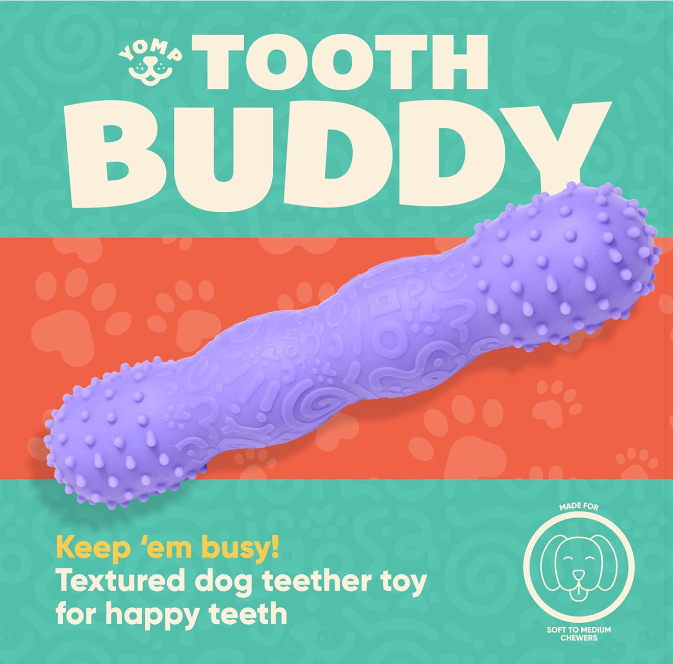 Yomp ToothBuddy Dog Toy – Gentle Silicone Teether for Soft to Medium Chewers