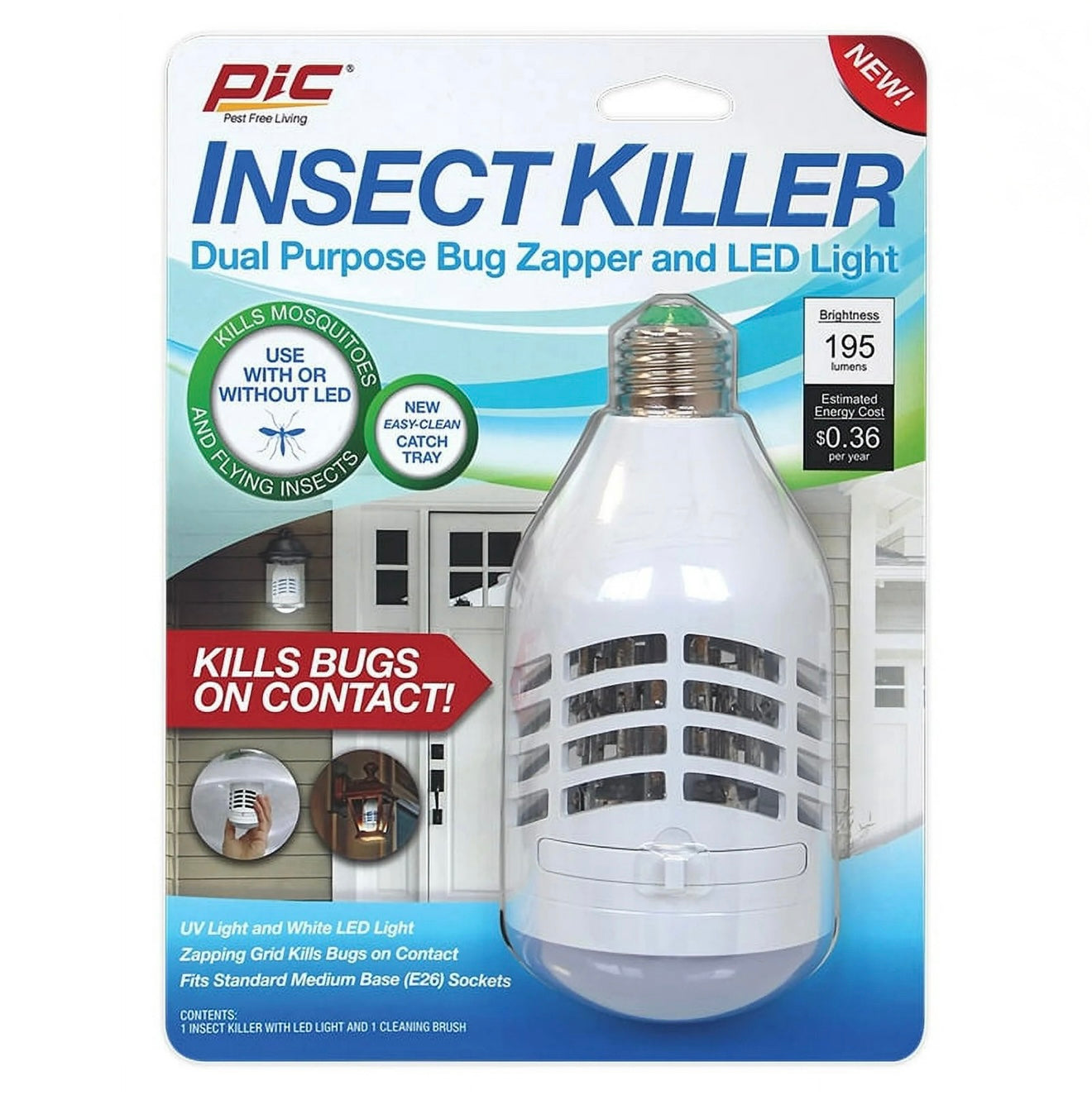 PIC Insect Killer – Dual Purpose Bug Zapper & LED Light Bulb (E26 Socket)