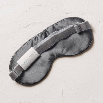 Solid Silk Eye Mask Dark Gray - Casaluna : Adjustable, Hand Washable, Polyester Filled, OEKO-TEX Certified