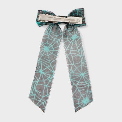 Halloween Glow in the Dark Web Hair Bow Set 2pc - Black