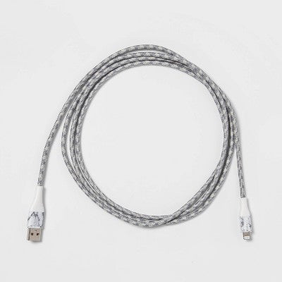 6 Inch Lightning to USB-A Braided Cable - heyday Marble/White