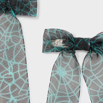 Halloween Glow in the Dark Web Hair Bow Set 2pc - Black