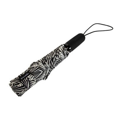 ShedRain Auto Open Auto Close Compact Umbrella - Black/White: Telescoping Shaft, Polyester Shell, Stripe & Geometric Patterns