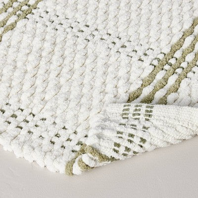 20x32 Open Plaid Bath Rug Green/Cream - Hearth & Hand with Magnolia