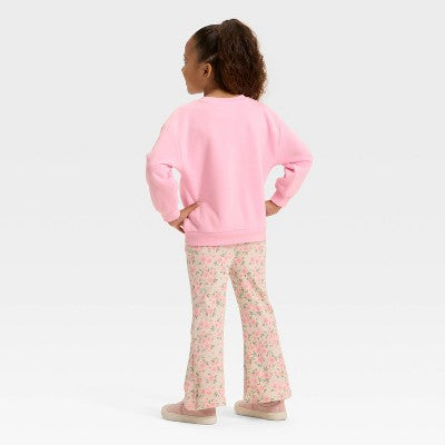 Girls' 3T 2pc Hello Kitty Floral Cozy Fleece Sweatshirt and Pants Set - Light Pink