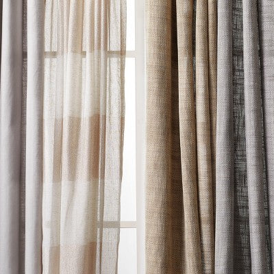 1pc 54"x95" Light Filtering Textured Weave Window Curtain Panel Gray - Threshold : Modern Basket Weave, UV Protection