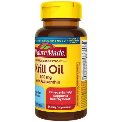 Nature Made Superior Absorption Krill Oil 500mg Softgels, Omega 3 Heart Health Support - 30ct **Exp May 2026**