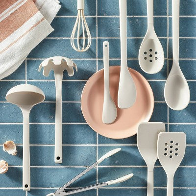 Soft Grip Nylon Slotted Spoon Gray - Figmint