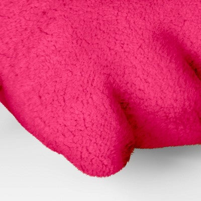 Ghost Shaped Faux Shearling Throw Pillow Pink