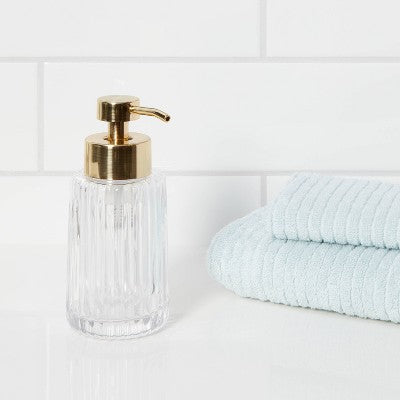 Ribbed Foaming Glass Soap Pump Clear - Threshold