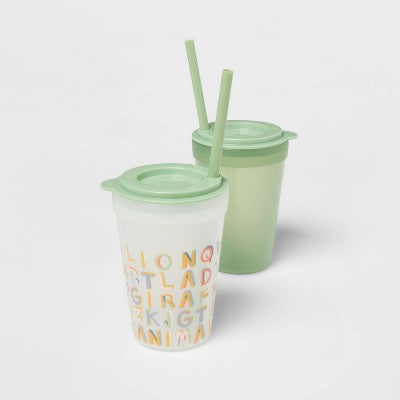 18pc Plastic Kids' Drinkware Set Green/Blue - Pillowfort