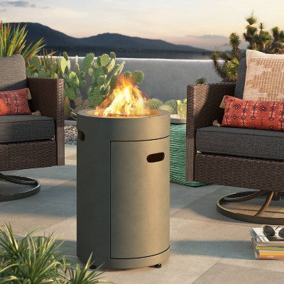 25 Inch Pipestone Outdoor Column Fire Pit Gray - Threshold