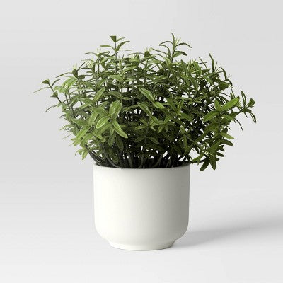 Herb Artificial Plant in White Pot