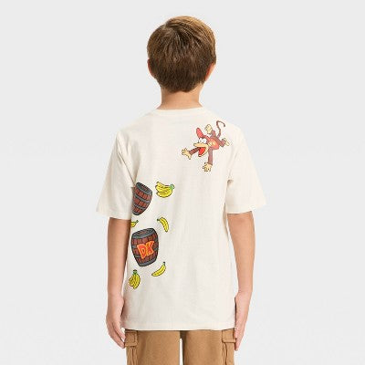 Boys' S (6/7) Donkey Kong Short Sleeve Graphic T-Shirt - Off-White