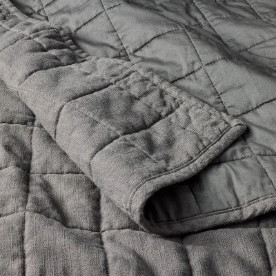 King Heavyweight Linen Blend Quilt Dark Gray - Casaluna : Rayon & Cotton, OEKO-TEX Certified, Machine Washable