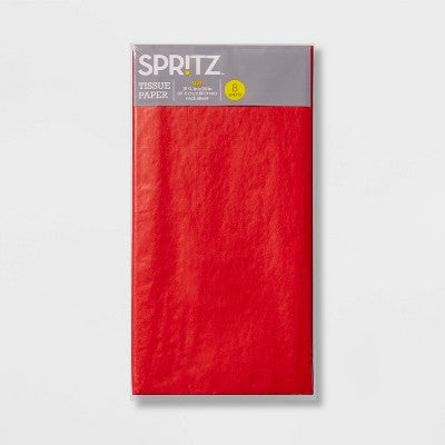8ct Pegged Tissue Paper Red - Spritz : Gift Packaging Accessories for All Occasions, Solid Pattern, 16.5 x 24
