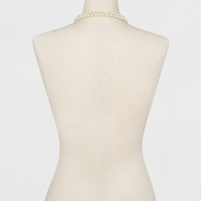 Long Faux Pearl Necklace - A New Day Silver/White: 60-Inch Beaded Jewelry with 3-Inch Extender, Glass and Plastic Material