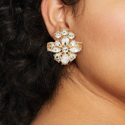 Statement Stone Stud Earrings - A New Day Gold