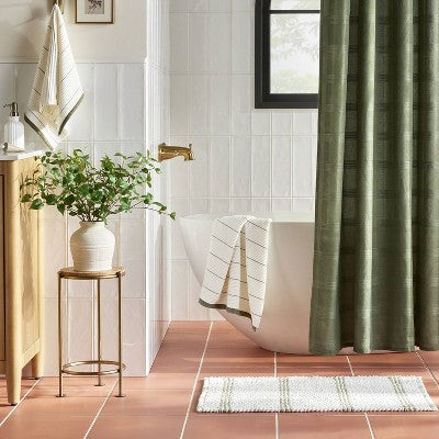 20x32 Open Plaid Bath Rug Green/Cream - Hearth & Hand with Magnolia