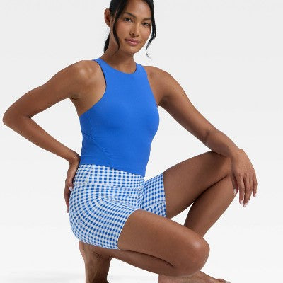 Women's L Everyday Soft High Neck Cropped Support Tank Top - All In Motion Royal Blue