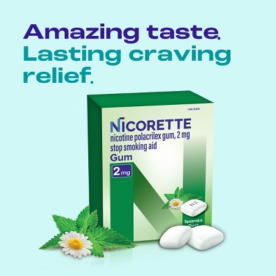 Nicorette 2mg Stop Smoking Aid Nicotine Gum - Spearmint Burst - 160ct *Exp 2/28*