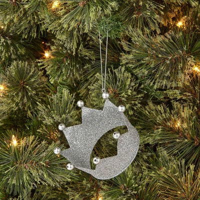 Metal Glitter Crown Christmas Tree Ornament Silver - Wondershop