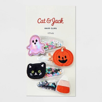 Girls' 4pk Shaker Halloween Snap Clips - Cat & Jack Purple/Blue