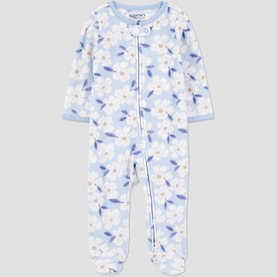 Girls' 6M Carter's Just One You Baby Floral Printed Sleep N' Play - Blue